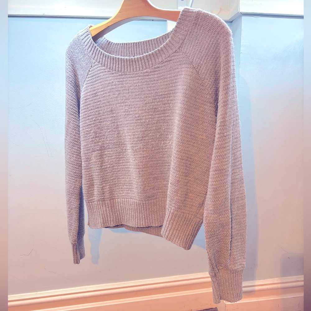 Express Gray Scoop Neck Sweater